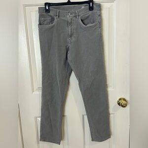 Faherty Pants Men 32x28 Gray Slim Straight Terry 5 Pocket Chino Stretch Comfort